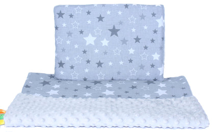 Kokon Baby Minky Nestchen - Star Dunkel+Grau - 2-seitig Kuschelnest Reisebett