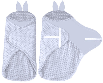 Einschlagdecke HASE - Minnie + Grau - mit Kapuze Babyschale Decke