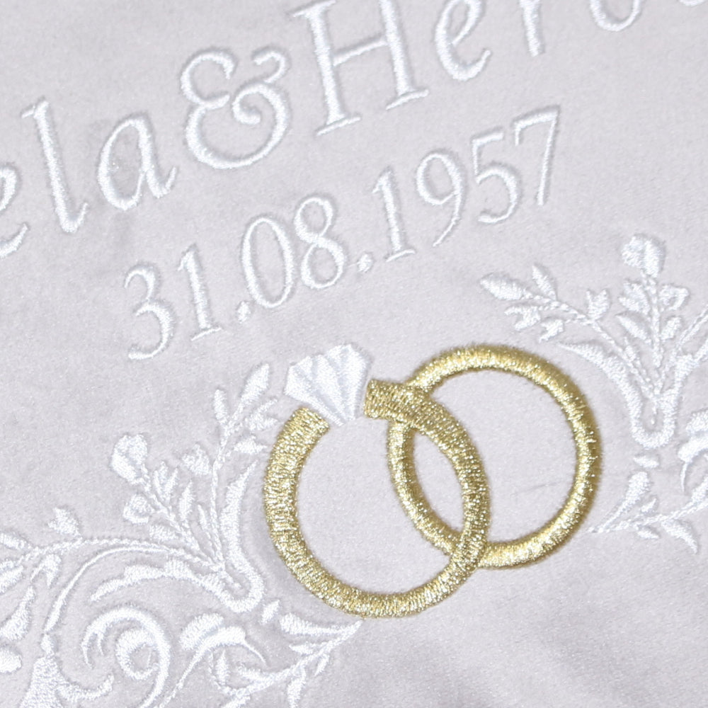 Personalisierbares Kissen zur Hochzeitstag - Diamant Gold, Silber