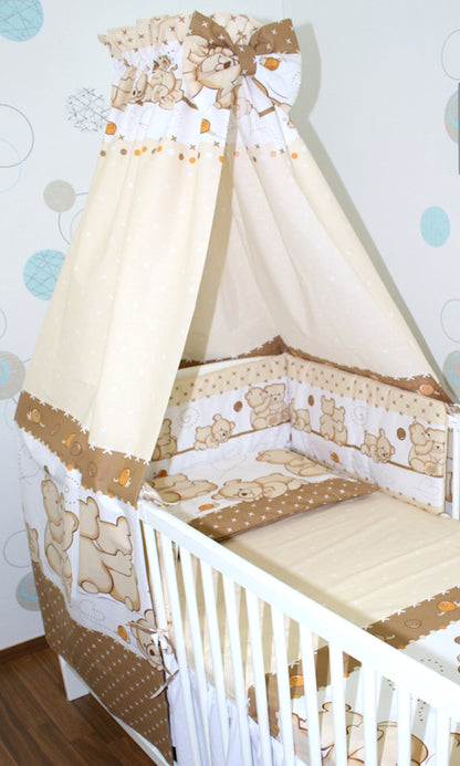 Babybett Himmel Vollstoff - Bärchen Braun - für Baby Bett Vollstoffhimmel Baumwolle