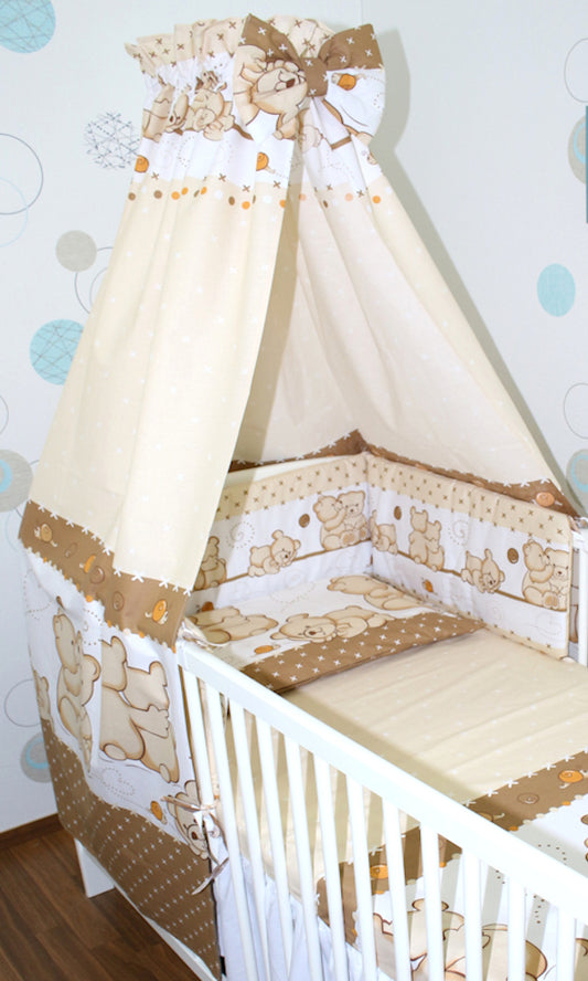 Babybett Himmel Vollstoff - Bärchen Braun - für Baby Bett Vollstoffhimmel Baumwolle