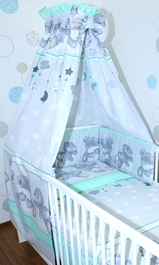 Babybett Himmel Vollstoff - MIKI Bärchen - für Baby Bett Vollstoffhimmel Baumwolle