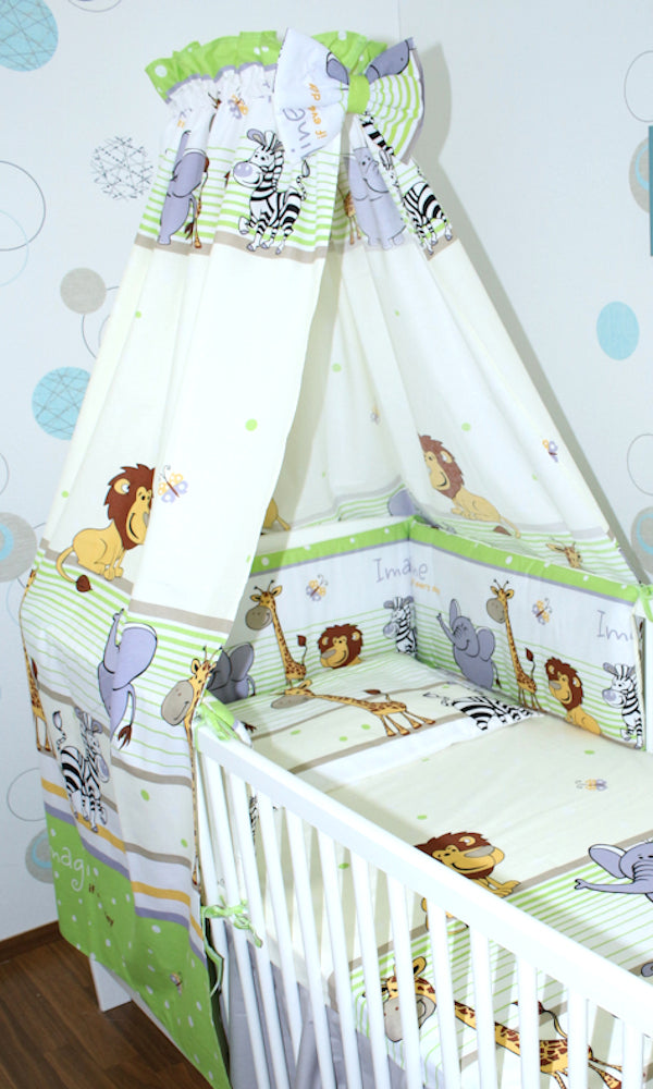 Babybett Himmel Vollstoff - Safari Grün- für Baby Bett Vollstoffhimmel Baumwolle