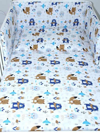 Baby Bettset -Waldtiere  - 5-11 teilig mit Chiffon Himmel