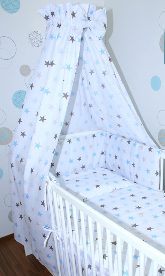 Babybett Himmel Vollstoff - Star Blau- für Baby Bett Vollstoffhimmel Baumwolle
