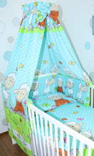 Lade das Bild in den Galerie-Viewer, Babybett Himmel Vollstoff - Schaf Türkis- für Baby Bett Vollstoffhimmel Baumwolle
