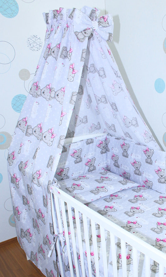 Babybett Himmel Vollstoff - Girl Bärchen- für Baby Bett Vollstoffhimmel Baumwolle