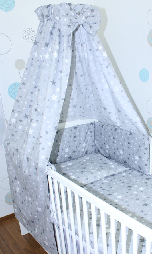 Babybett Himmel Vollstoff - Star Dunkel- für Baby Bett Vollstoffhimmel Baumwolle