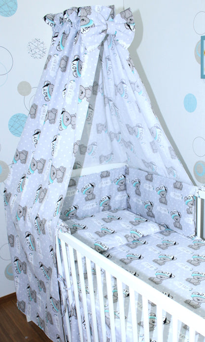 Babybett Himmel Vollstoff - Boy Bärchen - für Baby Bett Vollstoffhimmel Baumwolle