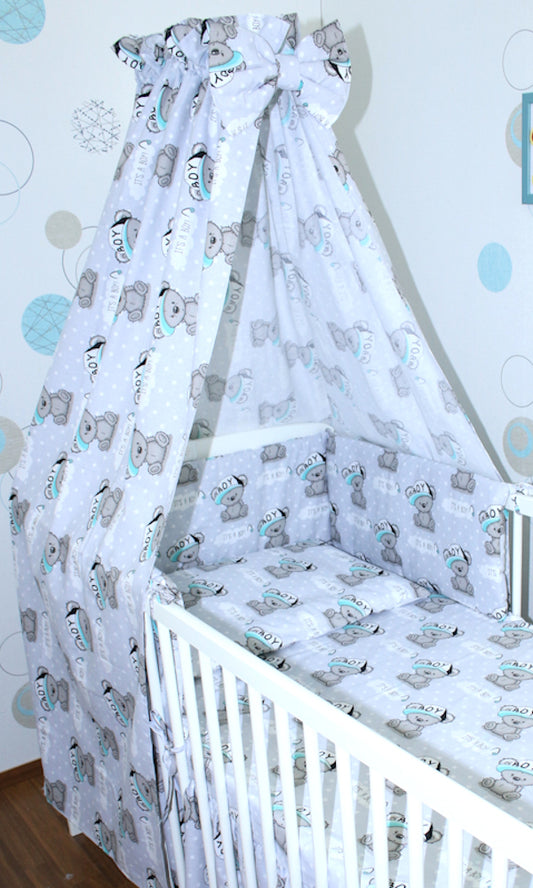 Babybett Himmel Vollstoff - Boy Bärchen - für Baby Bett Vollstoffhimmel Baumwolle