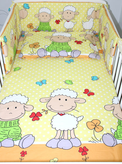 Baby Bettset - Schaf in Gelb - 5-11 teilig mit Chiffon Himmel