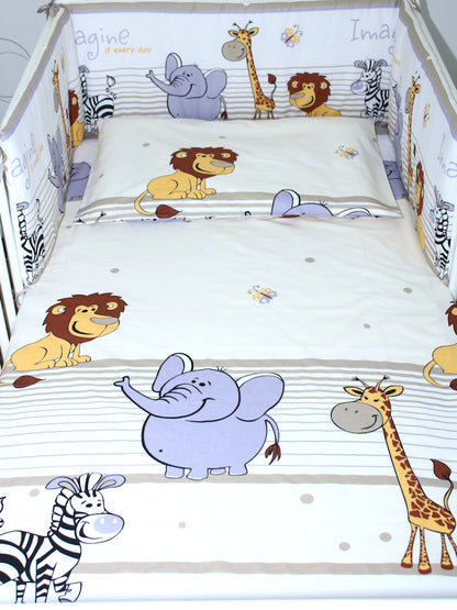 Baby Bettset - Safari in Beige- 5-11 teilig mit Chiffon Himmel