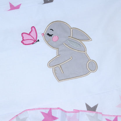 2- 4tlg Kinderwagenset - Hase- Star Rosa - Bettwäsche für Kinderwagen Bezüge Decke Kissen