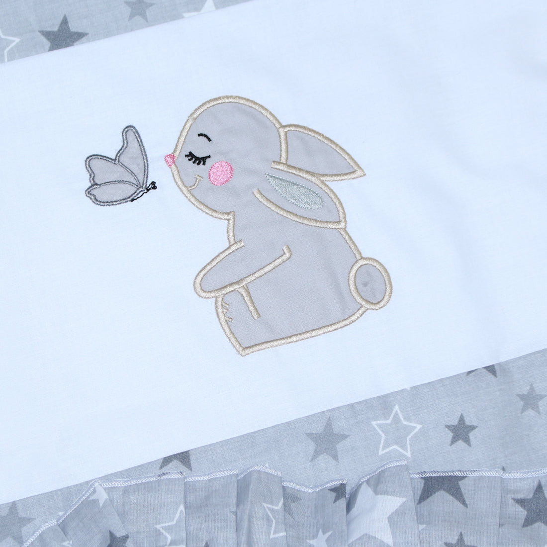 2- 4tlg Kinderwagenset - Hase- Star Dunkel - Bettwäsche für Kinderwagen Bezüge Decke Kissen