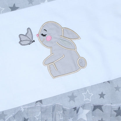 2- 4tlg Kinderwagenset - Hase- Star Dunkel - Bettwäsche für Kinderwagen Bezüge Decke Kissen