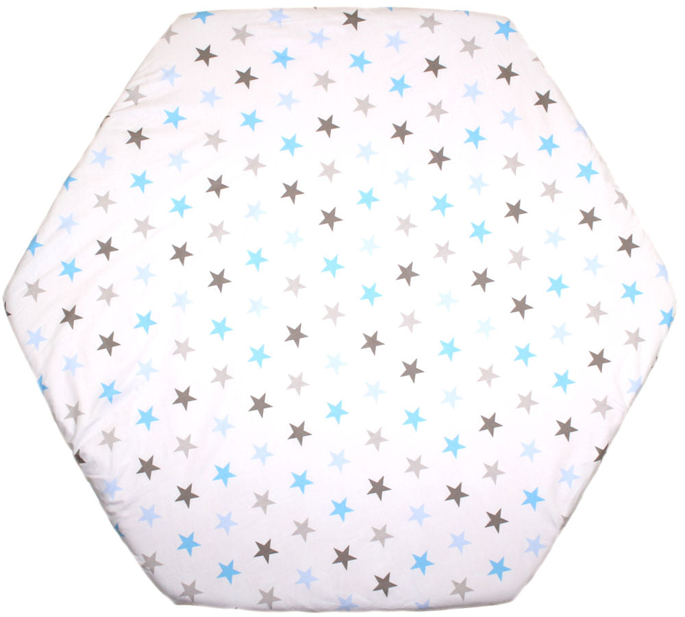Spannbettlaken - Star in Blau- für 6-eck Laufgitter Matratze 105x120cm
