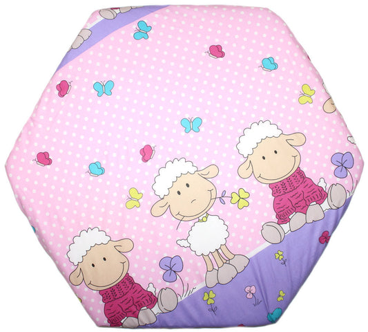 Spannbettlaken -Schaf in Rosa- für 6-eck Laufgitter Matratze 105x120cm