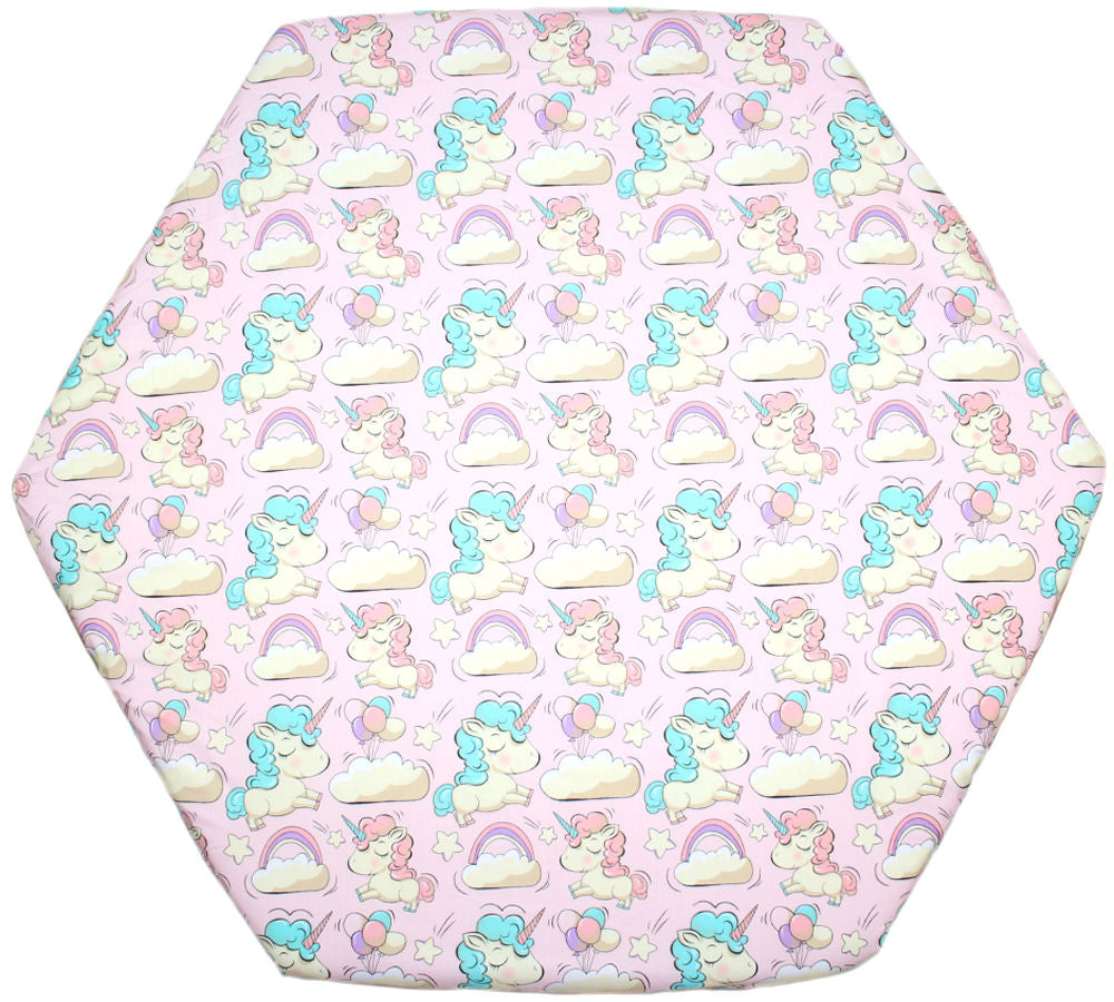 Spannbettlaken -Einhorn- für 6-eck Laufgitter Matratze 105x120cm