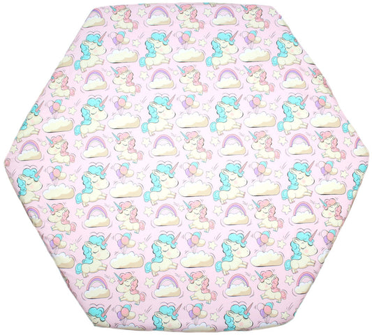 Spannbettlaken -Einhorn- für 6-eck Laufgitter Matratze 105x120cm
