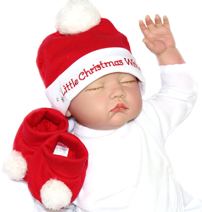 Baby Set 3 tlg Mütze Schuhe Jungen Mädchen Weihnachten Christmas