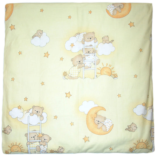 Kissenbezug - Bärchen auf Leitern Gelb - 80x80cm Bezug Baby Kopfkissenbezug Kissenhülle