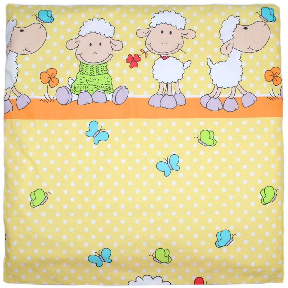 Kissenbezug - Schaf in Gelb - 80x80cm Bezug Baby Kopfkissenbezug Kissenhülle