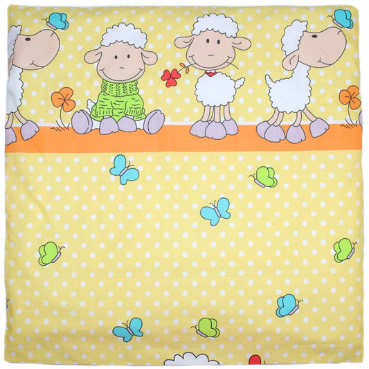 Kissenbezug - Schaf in Gelb - 80x80cm Bezug Baby Kopfkissenbezug Kissenhülle