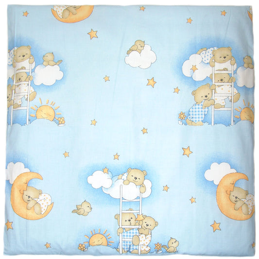 Kissenbezug - Bärchen auf Leitern Blau - 80x80cm Bezug Baby Kopfkissenbezug Kissenhülle