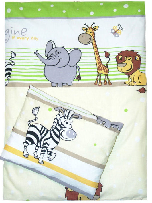 2- 4tlg Kinderwagenset - Safari in Grün- Bettwäsche für Kinderwagen Bezüge Decke Kissen