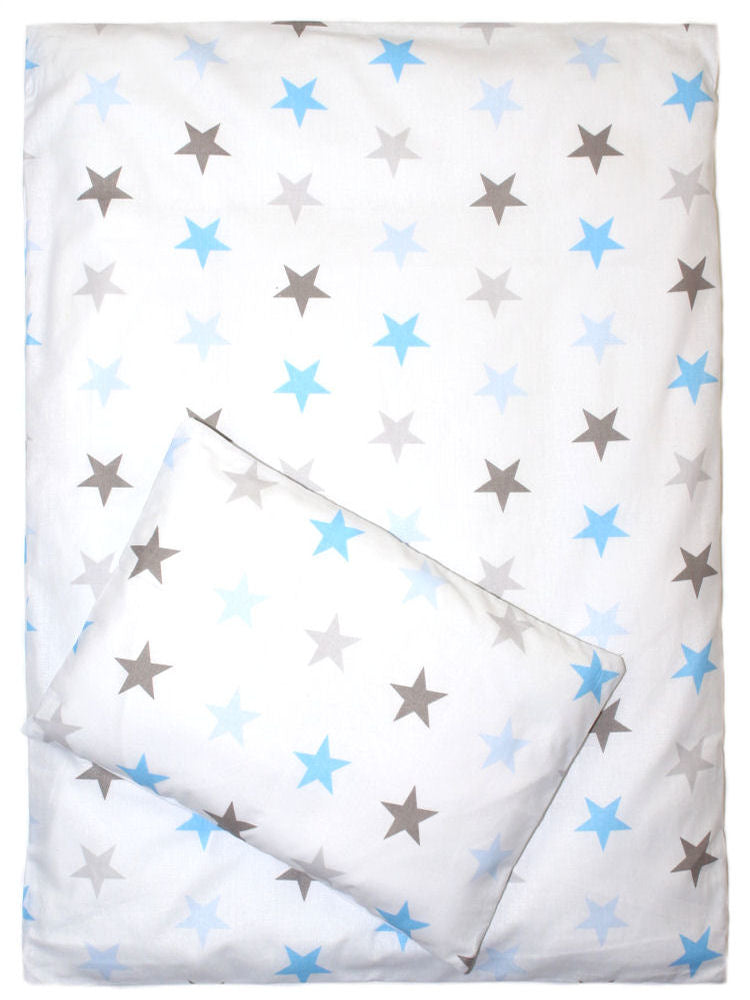 Baby Bettwäsche für Kinderwagen Sterne Blaue Graue