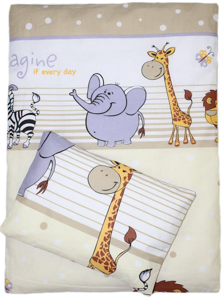 2- 4tlg Kinderwagenset - Safari in Beige- Bettwäsche für Kinderwagen Bezüge Decke Kissen