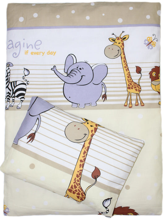2- 4tlg Kinderwagenset - Safari in Beige- Bettwäsche für Kinderwagen Bezüge Decke Kissen