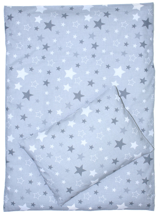 2- 4tlg Kinderwagenset - Star Dunkel- Bettwäsche für Kinderwagen Bezüge Decke Kissen