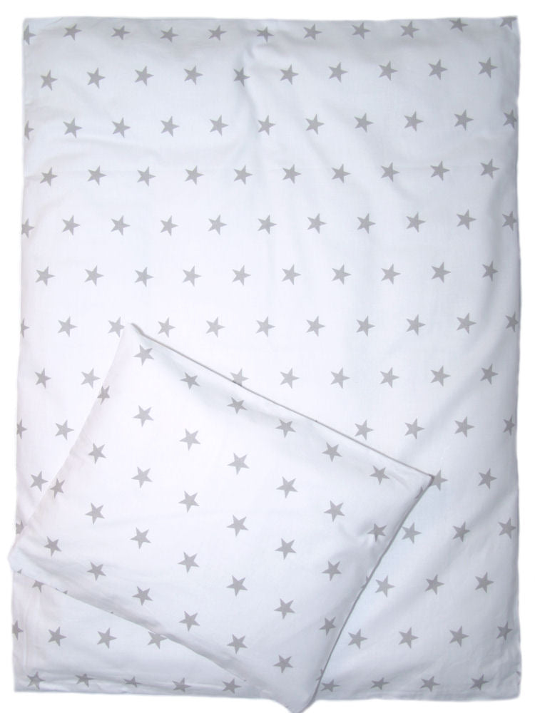 2- 4tlg Kinderwagenset - Sternchen auf Weiß- Bettwäsche für Kinderwagen Bezüge Decke Kissen