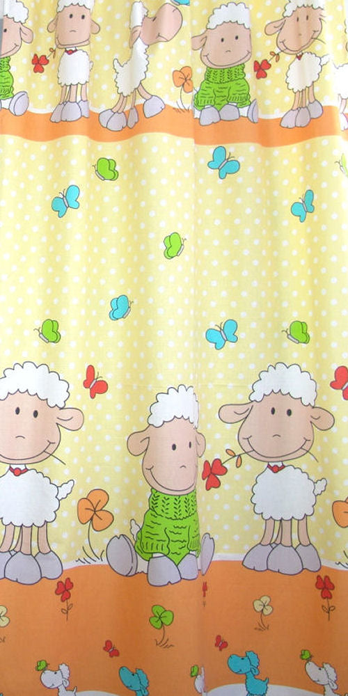 Babybett Himmel Vollstoff - Schaf Gelb- für Baby Bett Vollstoffhimmel Baumwolle