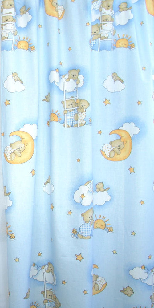 Babybett Himmel Vollstoff - Bärchen auf Leitern Blau- für Baby Bett Vollstoffhimmel Baumwolle