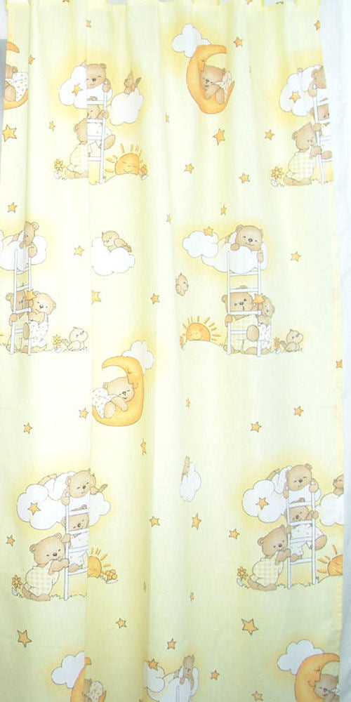 Babybett Himmel Vollstoff - Bärchen auf Leitern Gelb - für Baby Bett Vollstoffhimmel Baumwolle